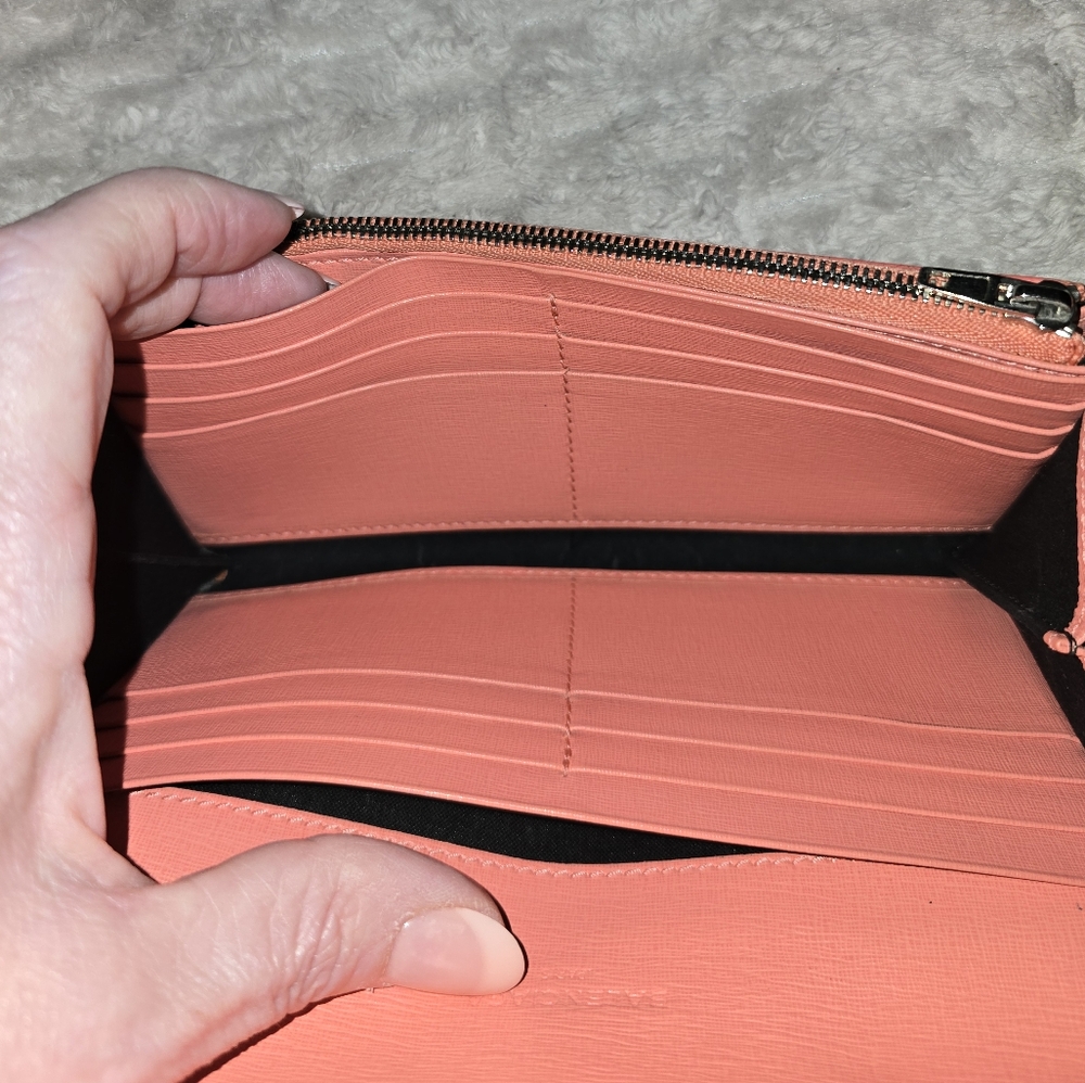 Balenciaga Long Flap Wallet. Coral Pink calfskin Leather. Euc - Picture 10 of 16